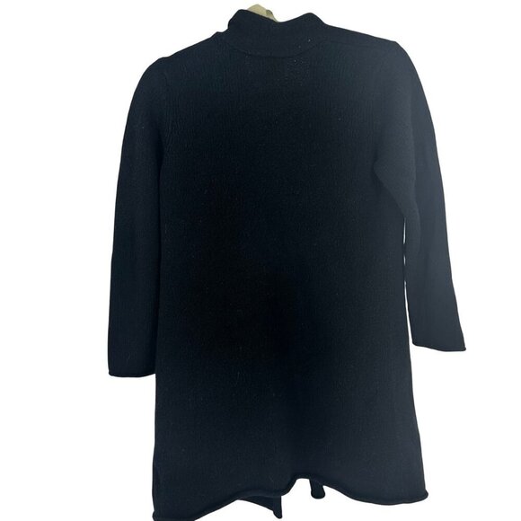 Eileen Fisher Black Open Front Wool-Mohair Blend Cardigan Coat Womens Size M - Picture 2 of 7
